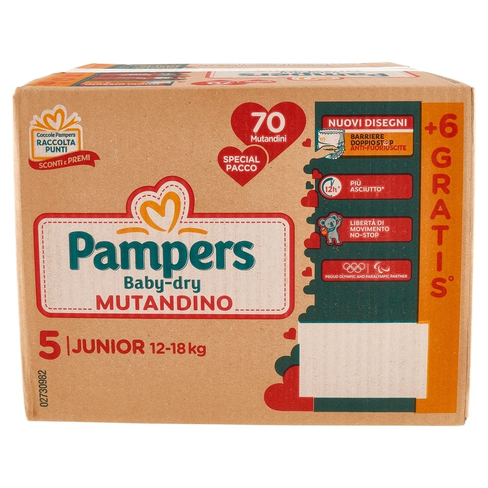 Pampers Baby-dry Mutandino Junior 70 + 6 pz